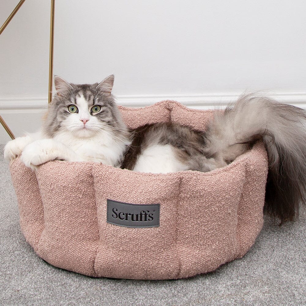 Boucle Cat Bed - Blush Pink