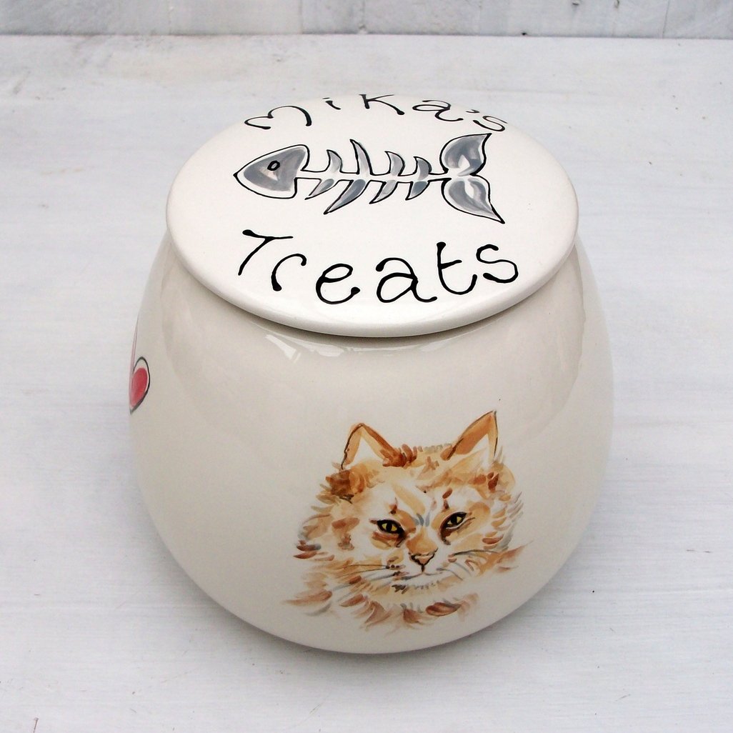 Personalised Treat Jar with Portrait of your Cat