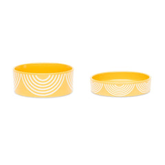 Aztec 2 Piece Cat Food Bowl & Saucer Set - Sunflower Yellow
