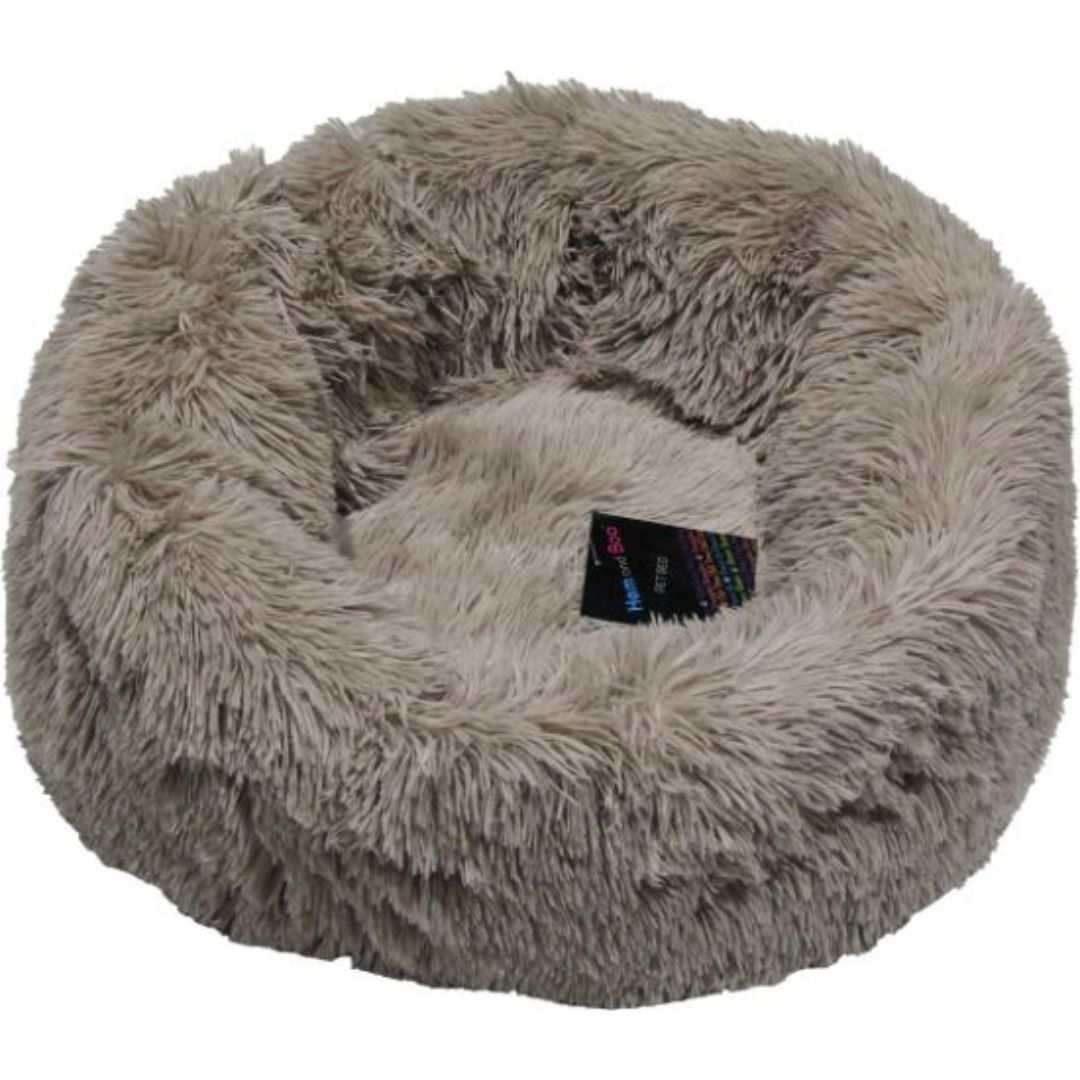 Beige Relaxation Calming Donut Cat Bed