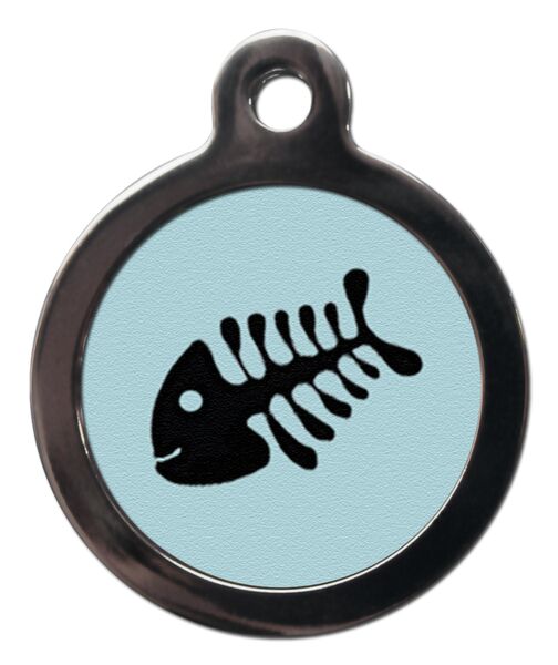 Blue Fish Bone Cat ID Tag