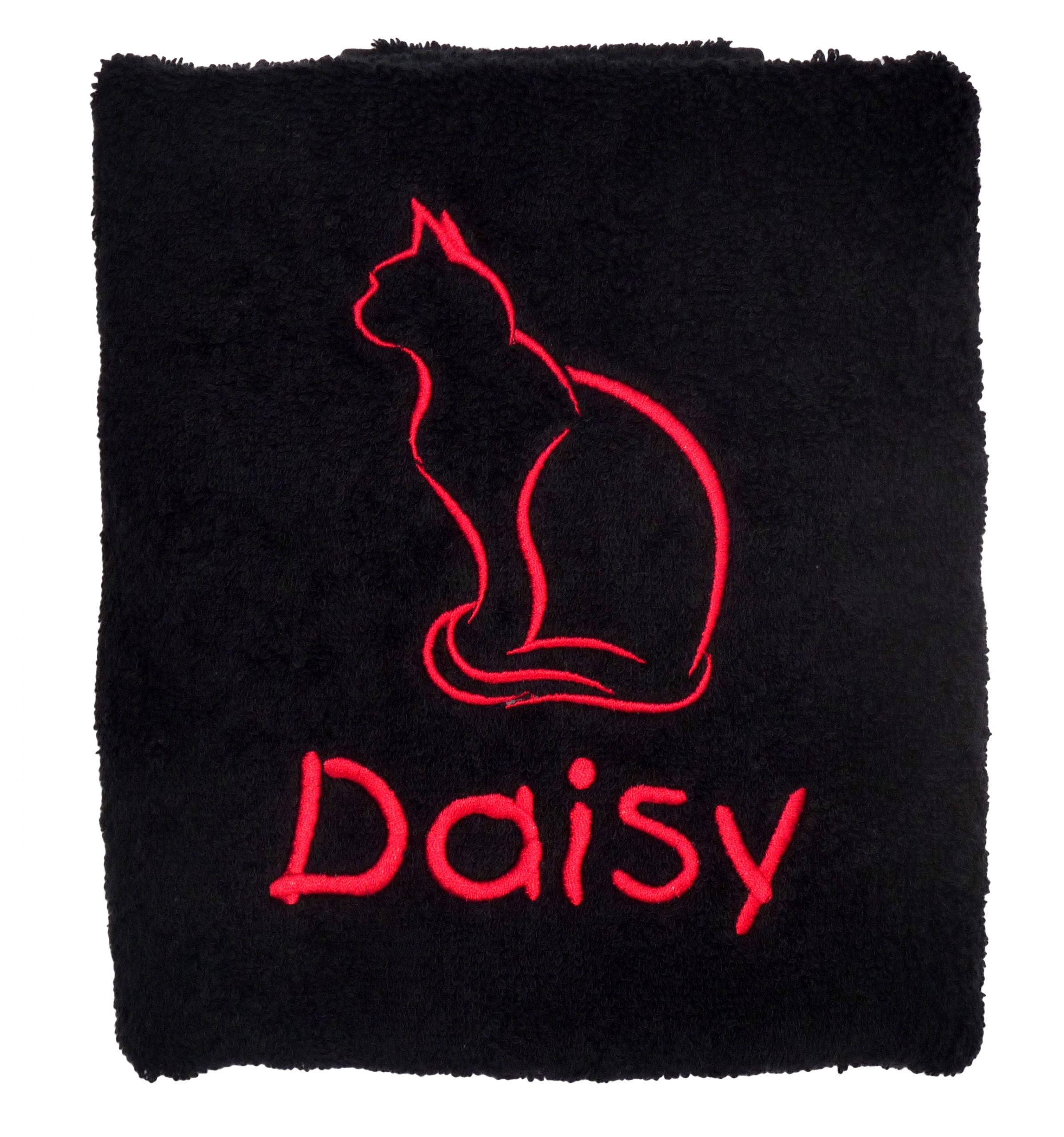 Personalised Cat Towel Black