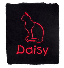 Personalised Cat Towel Black