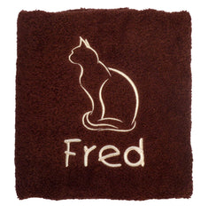 Personalised Cat Towel in Chocolate