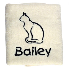 Cream Personalised Cat Towel
