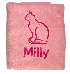 Pink Personalised Cat Towel