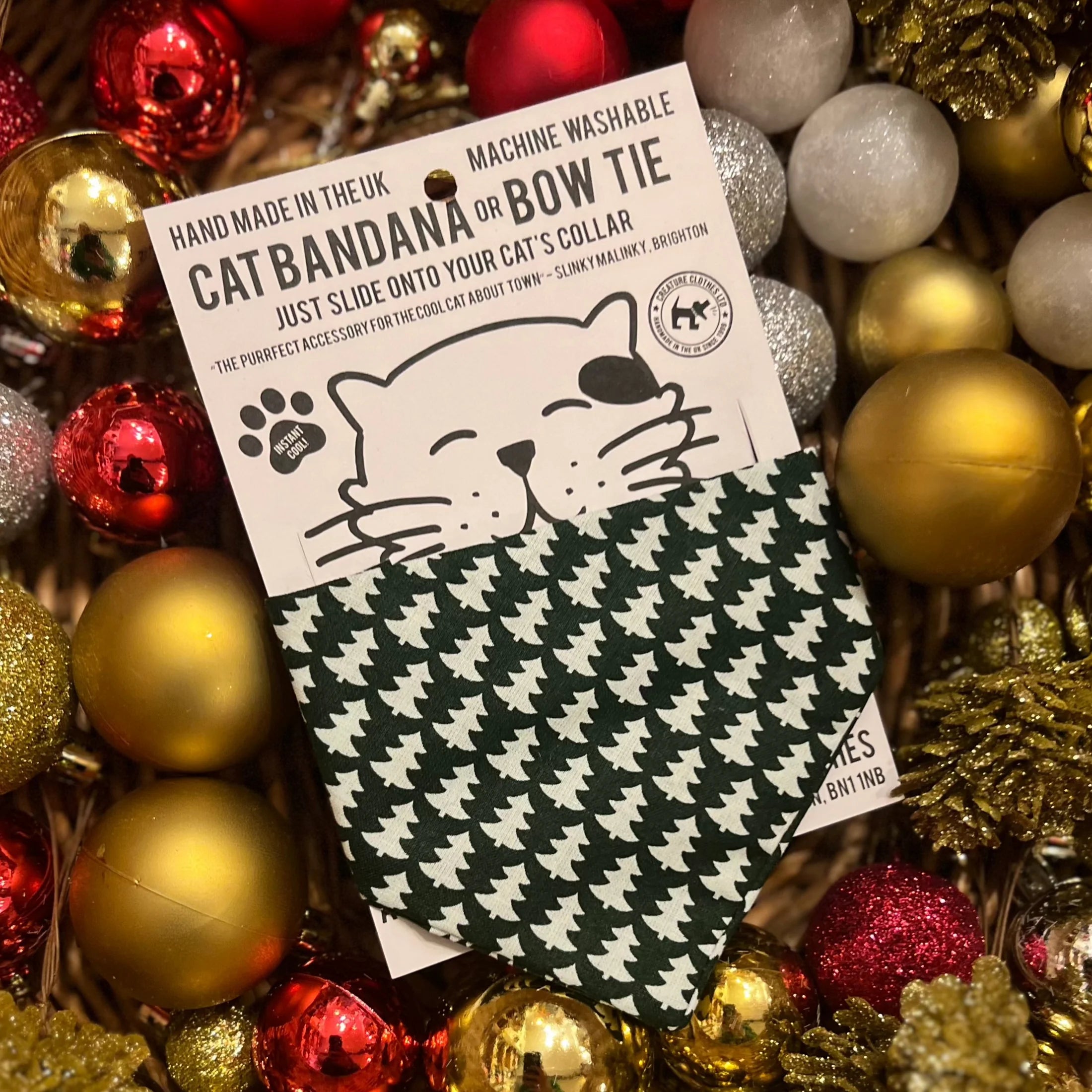 Green Geometric Trees Cat Bandana