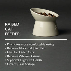 Classic Raised Cat Feeder Bowl & Saucer Set - Grey