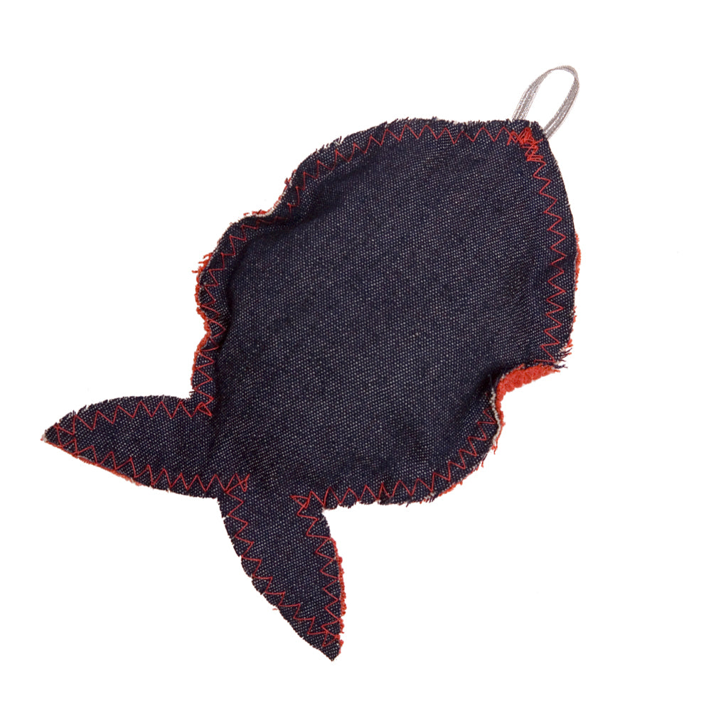 Denim and Red Fat Catnip Fish Cat Toy