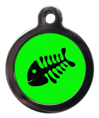 Green Fish Bone Personalised Cat Id Tag