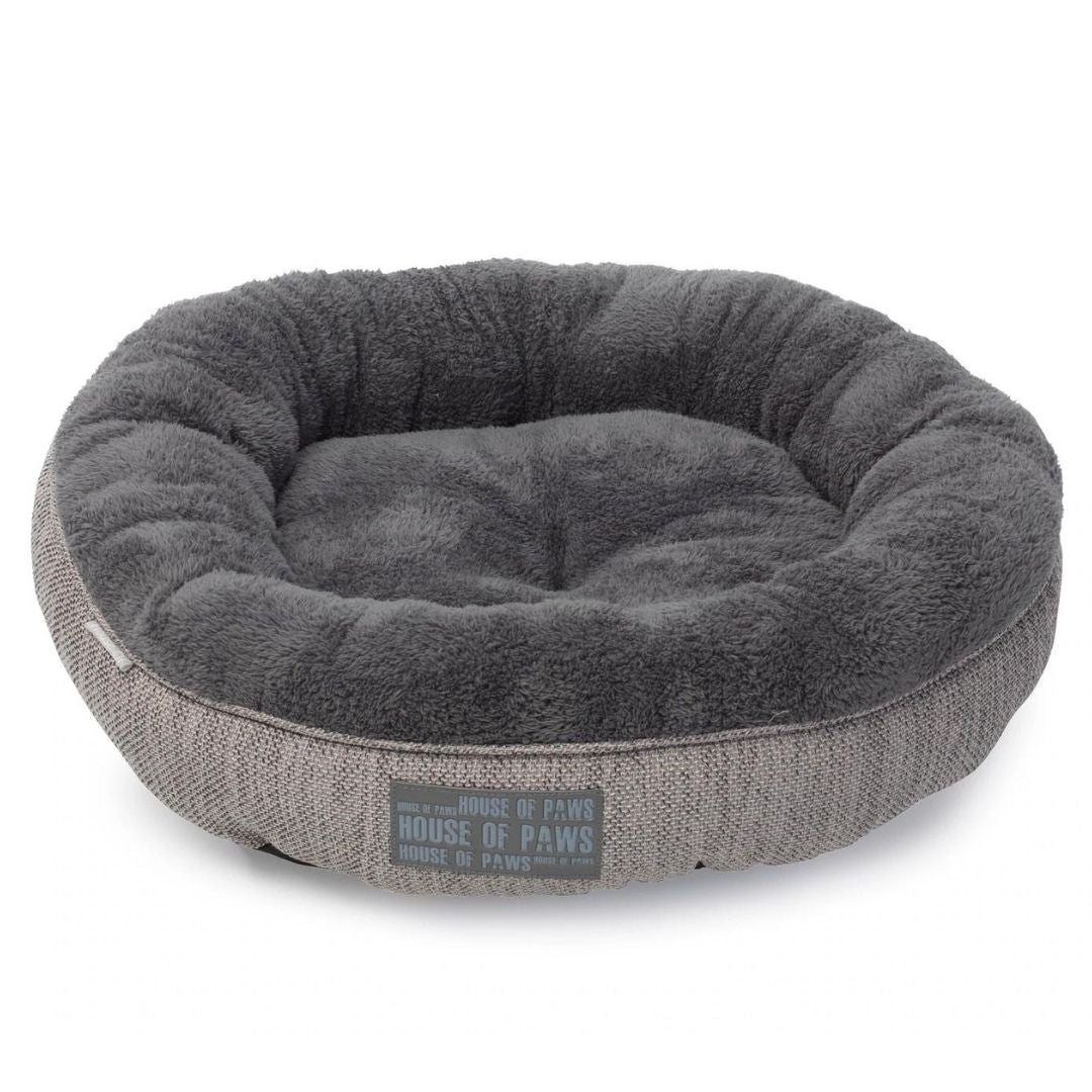 Grey Hessian Donut Cat Bed by House of Paws