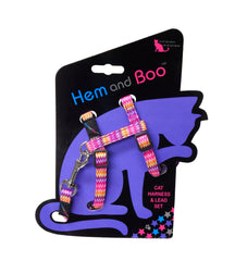 Hem and Boo Pink Zig Zag Cat Harness & Lead Set