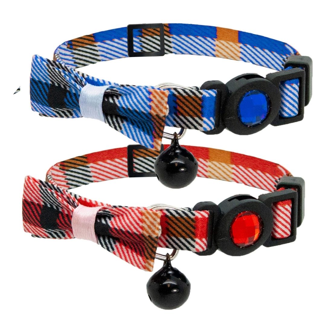 Jewelled Tartan Bow Cat Collar by Cat Circus
