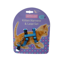 Kitty & Co Blue Spotty Kitten Harness & Lead Set