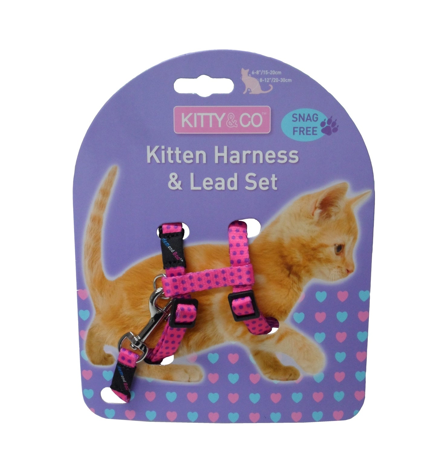 Kitty & Co Pink Spotty Kitten Harness & Lead Set