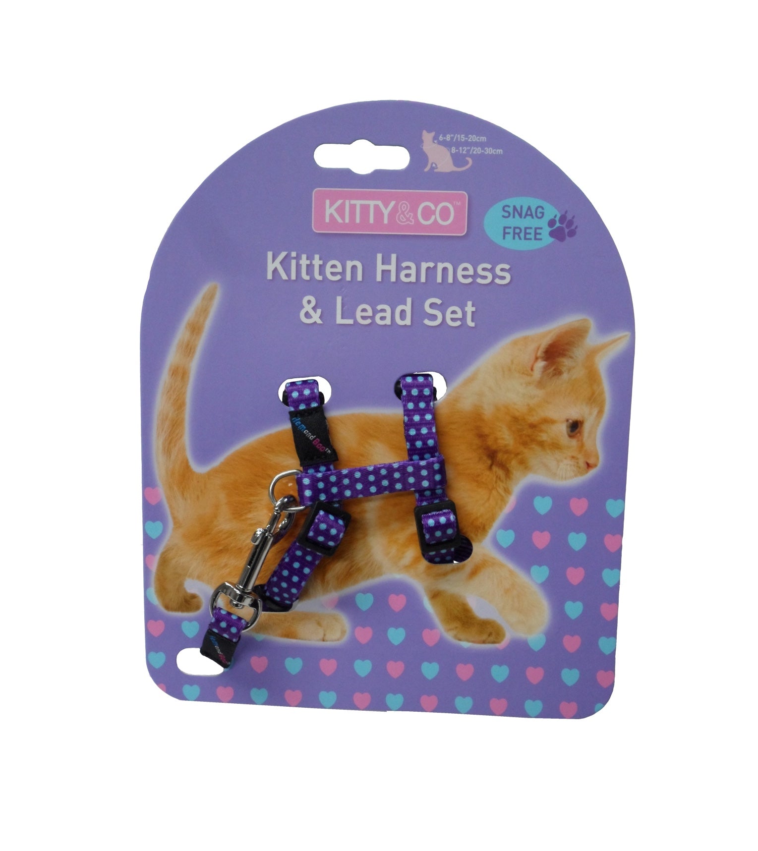 Kitty & Co Purple Spotty Kitten Harness & Lead Set