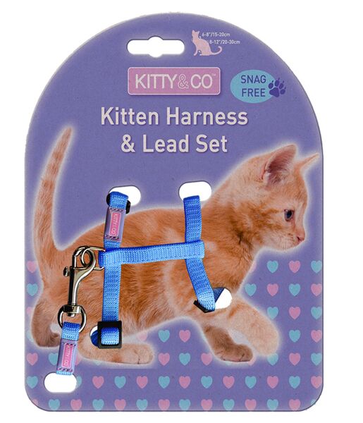 Kitty & Co Snag Free Blue Kitten Harness & Lead Set