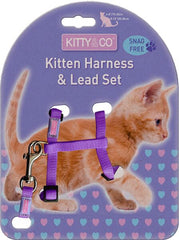 Kitty & Co Snag Free Purple Kitten Harness & Lead Set