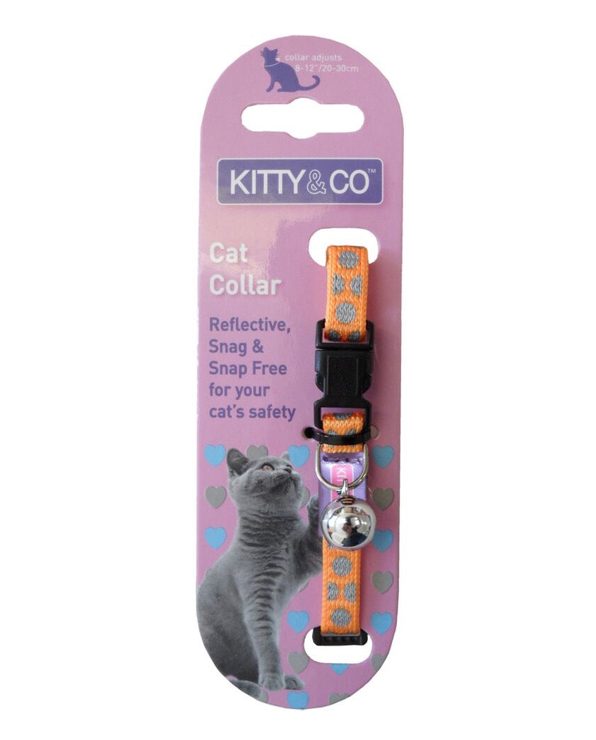 Kitty and Co Orange Reflective Polka Dot Cat Collar