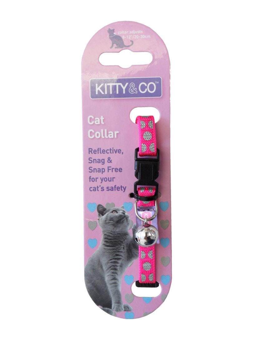 Kitty and Co Pink Reflective Polka Dot Cat Collar