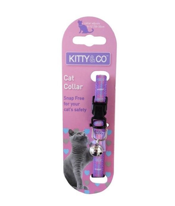 Kitty and Co Purple Tartan Cat Collar