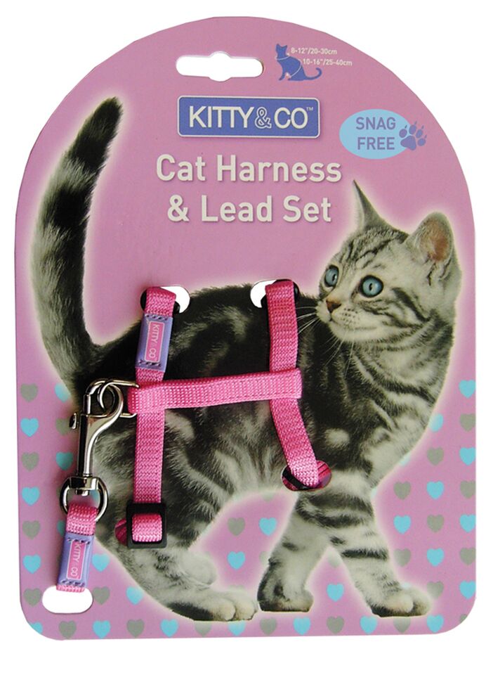 Kitty and Co Snag Free Pink Cat Harness & Lead Set