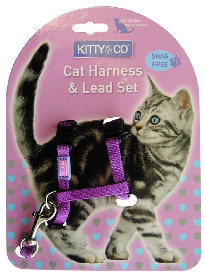 Kitty and Co Snag Free Purple Cat Harness & Lead Set