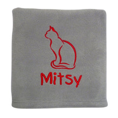 Light Grey Personalised Cat Blanket