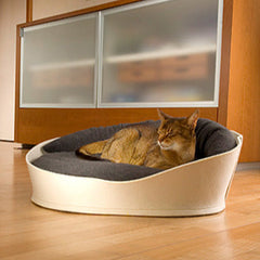 Luxury Arena Felt Fleece Cat Bed Cream Graphite
