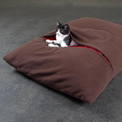Luxury Divan Due Fleece Cat Bed Brown red 2