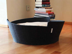 Luxury Lido Felt Cat Bed Black Cream