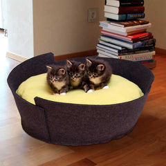 Luxury Lido Felt Cat Bed Black green