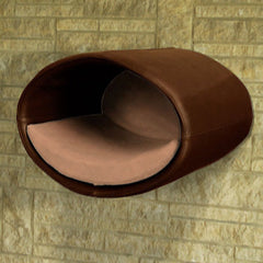Luxury Rondo Wall Real Leather Cat Bed Brown Caramel