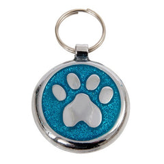 Luxury Shimmer Azure Blue Paw Designer Cat ID Tag