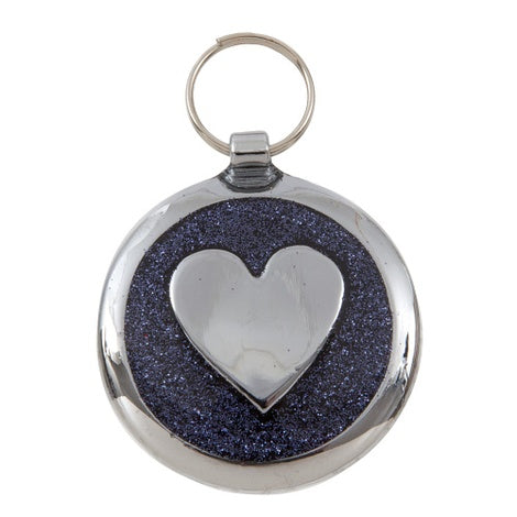 Luxury Shimmer Black Glint Heart Designer Cat ID Tag