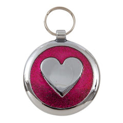 Luxury Shimmer Deep Pink Heart Designer Cat ID Tag