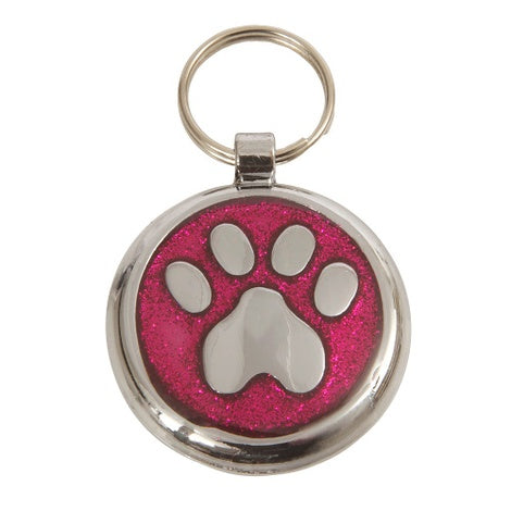 Luxury Shimmer Deep Pink Paw Designer Cat ID Tag