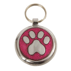 Luxury Shimmer Deep Pink Paw Designer Cat ID Tag