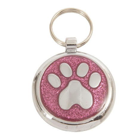 Luxury Shimmer Pretty Pink Paw Designer Cat ID Tag