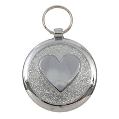 Luxury Shimmer Silver Sparkle Heart Designer Cat ID Tag