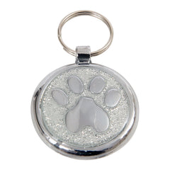 Luxury Shimmer Silver Sparkle Paw Designer Cat ID Tag