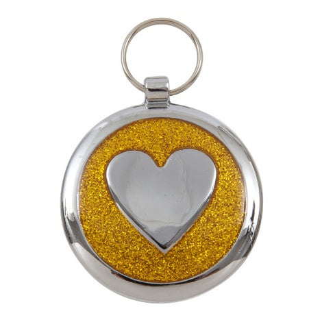 Luxury Shimmer Yellow Gold Heart Designer Cat ID Tag
