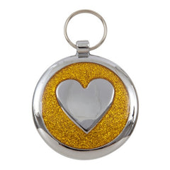 Luxury Shimmer Yellow Gold Heart Designer Cat ID Tag