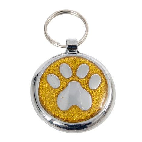 Luxury Shimmer Yellow Gold Paw Designer Cat ID Tag