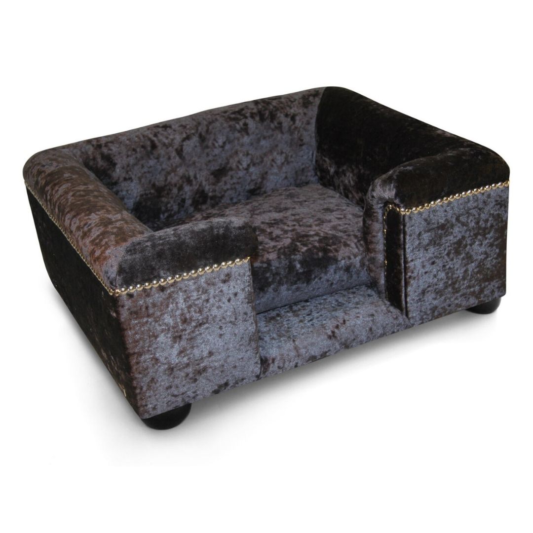 Luxury Windsor Cat Chesterfield Bed Ebony Crushed Velvet
