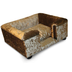 Luxury Windsor Cat Chesterfield Bed Truffle Crushed Velvet