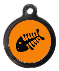 Orange Fish Bone Personalised Cat Id Tag