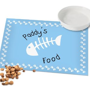 Personalised Blue Fish Bone Cat Placemat
