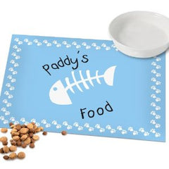 Personalised Blue Fish Bone Cat Placemat