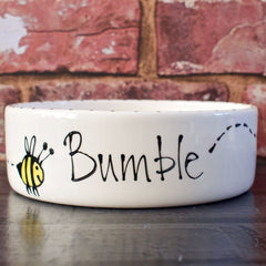 Personalised Bumble Bee Design Cat Bowl 2